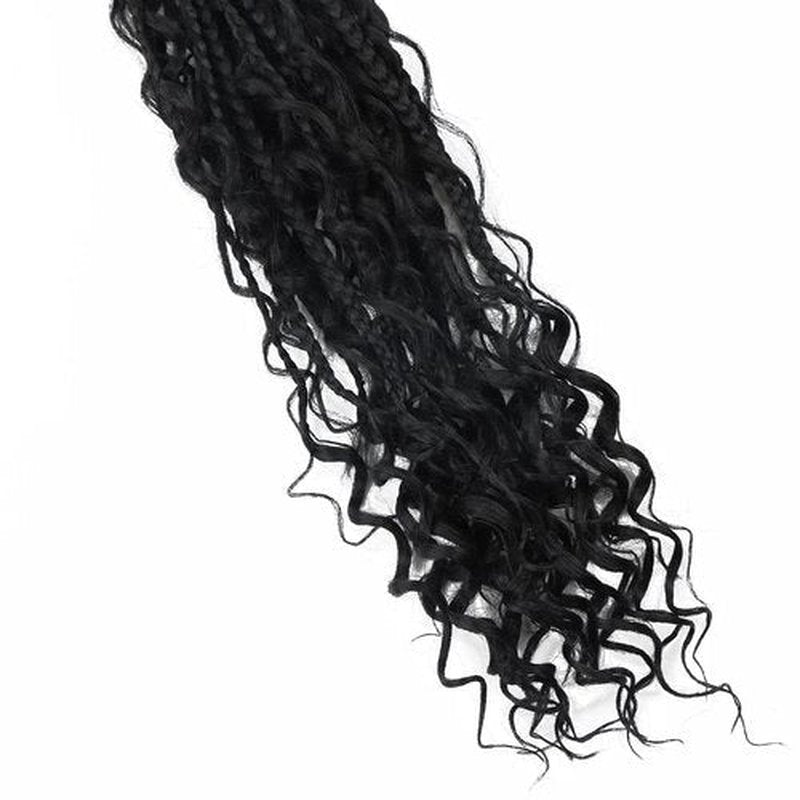 Goddess Box Braids Crochet Hair 18 Inch,8 Packs Box Braids Crochet Hair for Women,Boho Box Braids Curly Ends Pre-looped,Synthetic Bohemian Crochet Box Braids hair 1b