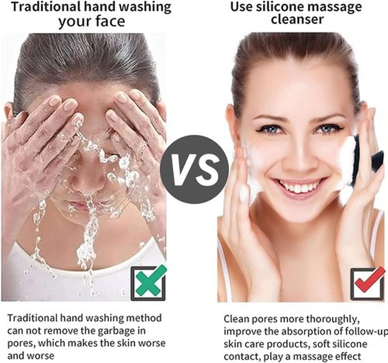 VWMYQ Face Scrubber, Silicone Face Scrubber for Men, Gentle Exfoliator Pad & Massager, Facial Cleansing/Wash Brush - Removes Dead & Dry Skin（Black）