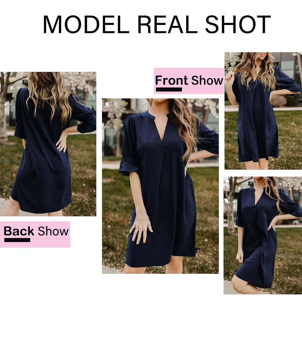 Wkior Summer Dress for Women Short Sleeve Solid Color Loose Casual Elegant Dress Black S