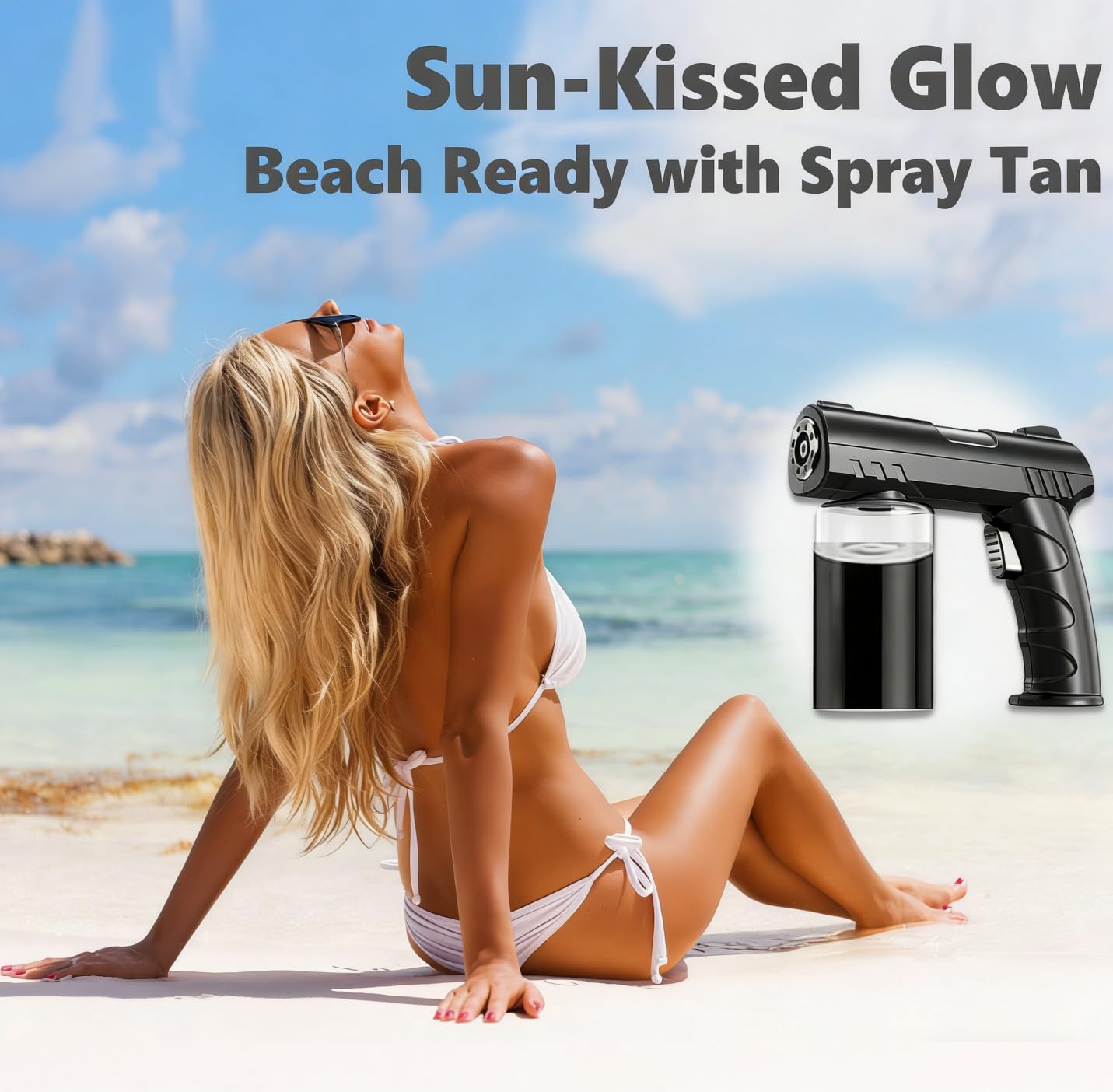 Portable Spray Tan Machine Cordless, Handheld USB Rechargeable Spray Tan Gun with Fine Atomization Spray for Home, Travel, Salon, Beach & Mobile Tanning, Dark Grey