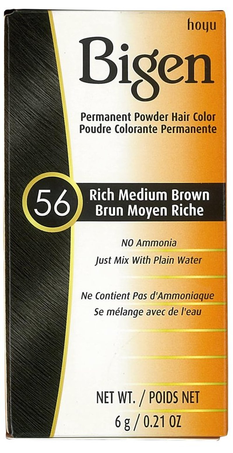 Bigen Permanent Powder Hair Color 56 Medium Brown 1 ea (Pack of 4)