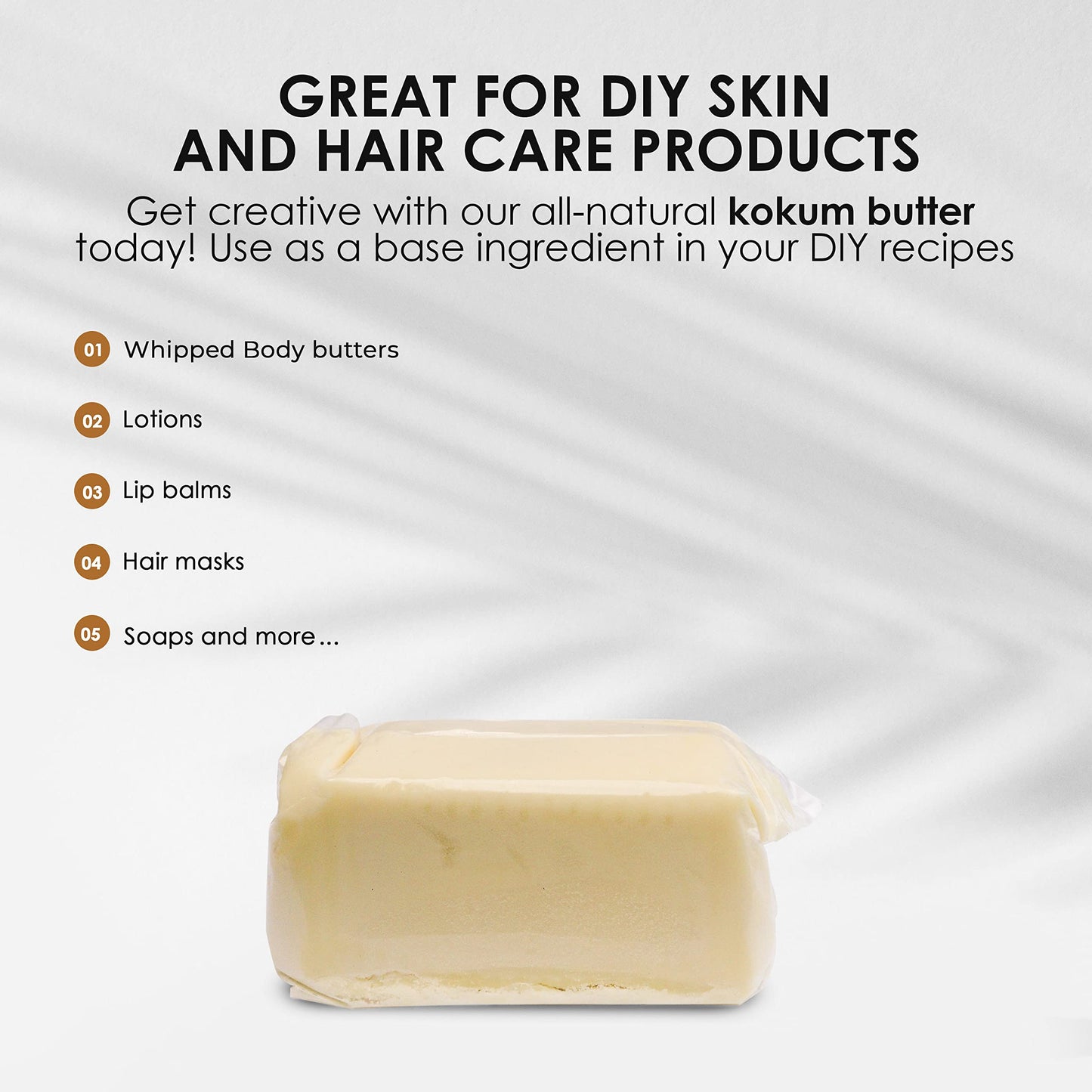 Nourichesse Kokum Butter - 1 LB (16oz) Block. Pure Butter, Great Moisturizer for Skin and Hair. Use in DIY Soap, Balm, and Cream.