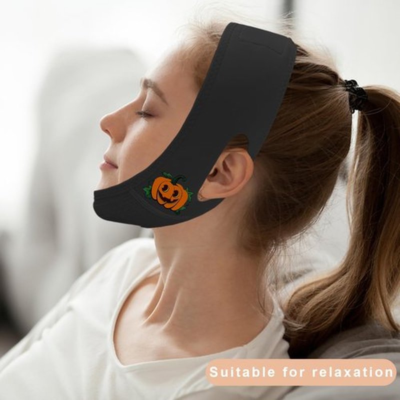 Yuibthr Chin Strap for Sleeping, V Line Lifting Mask, Halloween Decorations Pumpkin, Reusable Face Strap, Jaw Exerciser (black)