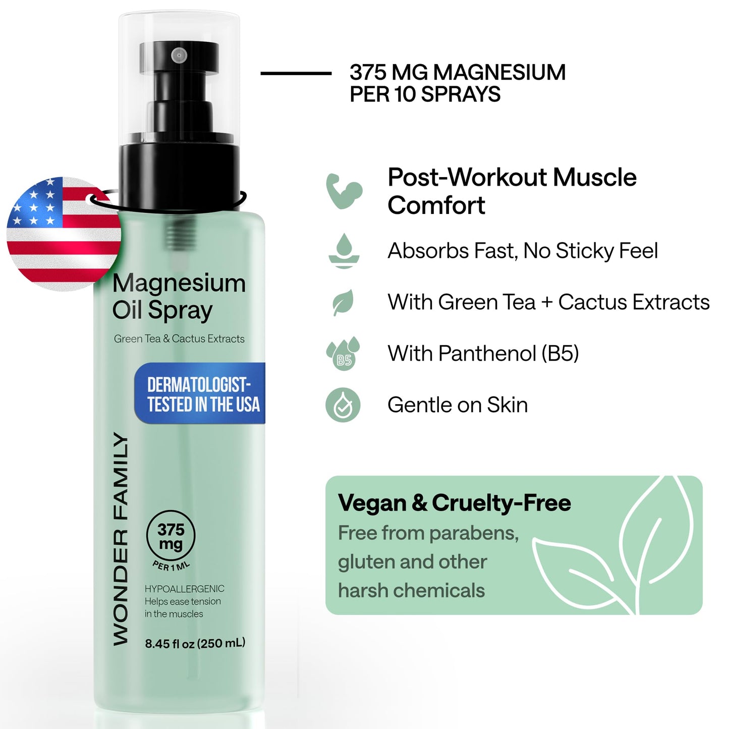 Pure Magnesium Oil Spray for Feet and Whole Body - Muscle Soothing - Topical Magnesium Foot Spray for Sleep Support and Relaxation - Mist Bottle 8.45 Fl Oz, 6 Patches