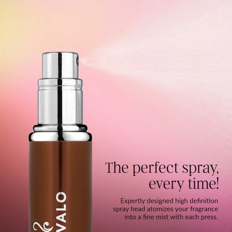 Travalo Classic HD Perfume Atomizer | Genie-S TSA Approved Travel Perfume Bottle Refillable | Reusable Airtight Easy-Fill Mini Pump Sprayer | Lightweight Elegant Design w/Volume Window | Brown 0.17oz