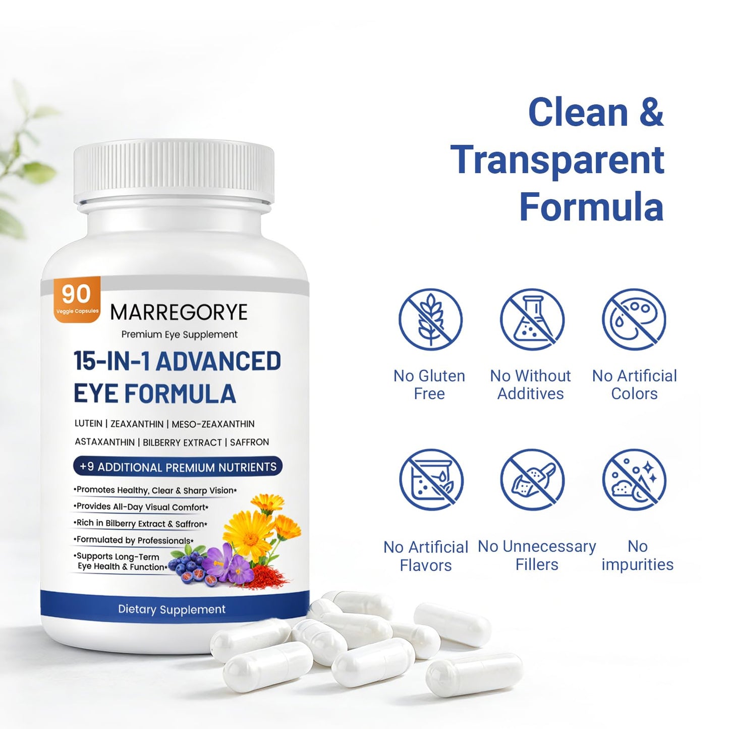 Neurobella Eye Care Formula, 15-in-1 Advanced Eye Care Formula, Eye Nutrition Support Capsules. Contains Lutein, zeaxanthin,Saffron, Blueberry Extract and Multiple Vitamins. 90 Capsules.