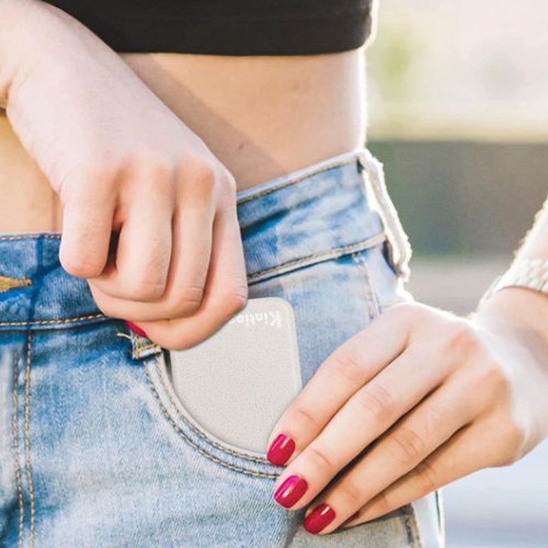 Kintion Rechargeable Pocket Mirror, Wheat Straw Material 1X/3X Magnification Portable Compact Mirror, Handheld Travel Mirror, Small Purse Mirrors for Women, Apricot