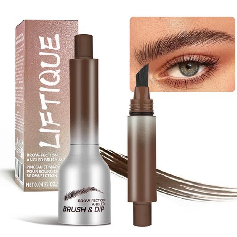 Liftique Brow Brush Angled Brush & Dip Eyebrow Gel, Liquid Eyebrow Brush, Long Lasting Quick Drying, Hair-like eyebrow pencil, Pressed Wild Eyebrow Pen (Auburn)