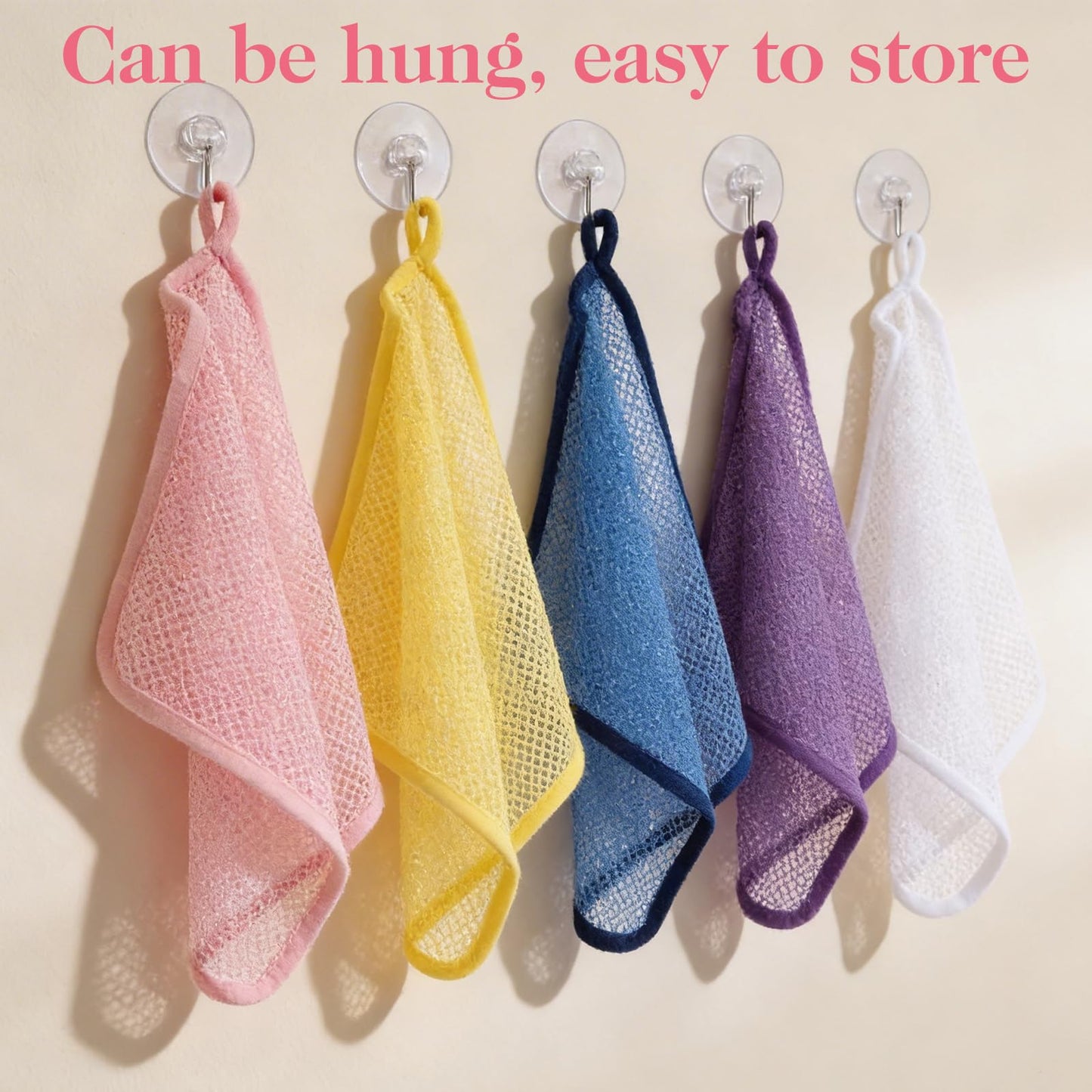 Thinp 6 Pcs Exfoliating Washcloths for Body, Double Sided Shower Wash Cloth Exfoliating Face Cloth for Deep Cleaning Face Body Wash Cloths for Shower Men Women (6 Colors)
