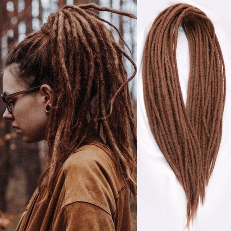 DAIRESS 24 Inch Double Ended Dreadlock Extensions Synthetic Dreads 5strands/pack Synthetic Braids Thin 0.6cm Soft Handmade Reggae Hair Hip-Hop Style Dread Extensions Locks Hair(5strands/pack,30#)