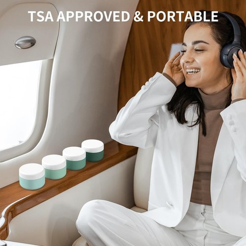 ME.FAN Travel Containers for Toiletries, TSA Approved 1.5 oz Silicone Cream Jars, Leak-proof Travel Size Containers, Travel Accessories with Lid for Cosmetic Face Hand 4 Pack White Lid - Blue