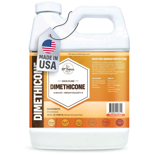 33rd Parallel | DIMETHICONE Oil (32 oz) 100% Pure, Cosmetic Grade | 350 CST Medium Viscosity | Used in Moisturizers, Lotions, Primers, Foundations, Hair Products, Sunscreen, Wound Care | 32 Ounces