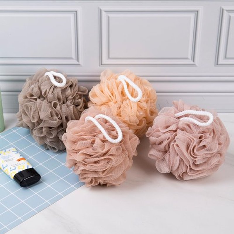 MTDLYICE Loofah Sponge 4 Pack, Bath Sponge Soft Mesh Shower Puff Loofah for Women 100g, Exfoliating Body Scrubber, lufas for Women, Shower Accessories (Apricot)