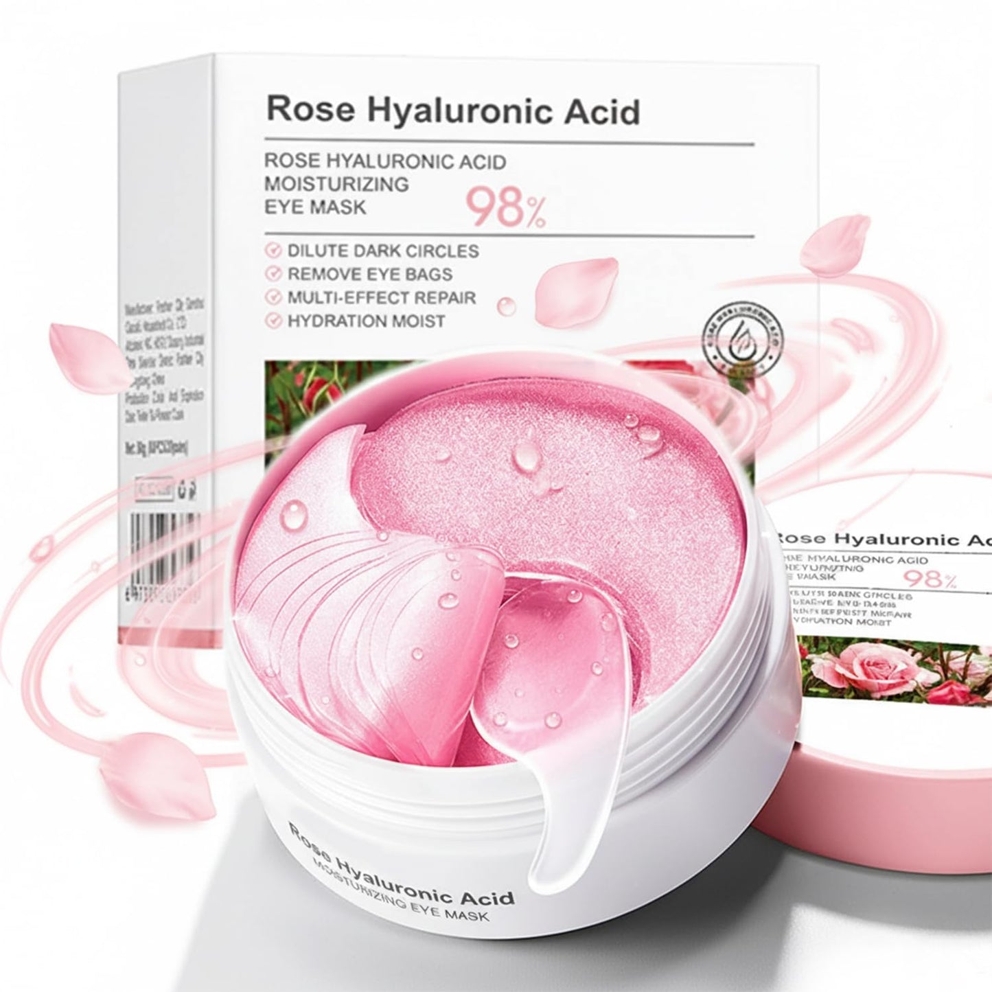 Rose Eye Masks, 60 PCS Eye Patches for Puffy Eyes and Dark Circles, Hydrating Eye Mask Skincare, Eye Patch, Parches Para Ojeras, Under Eye Bags, Reduce Wrinkles and Fine Lines, Improve Eye Skin