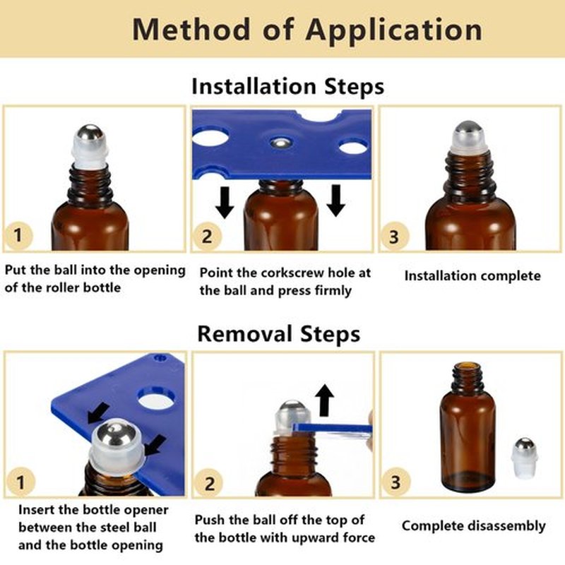 HEYLEAYAR 30ML Roller Bottles for Essential Oil, 4 Pack Empty Amber Glass Roller Bottles for Perfume Oil, Roll on Bottles with Stainless Steel Roller Balls, Opener, Funnel and Dropper