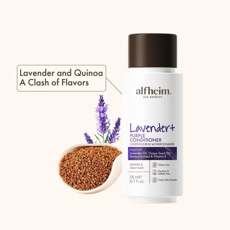 ALFHEIM Lavender PURPLE CONDITIONER for 'Lavender Oil 、Grape Seed Oil、Quinoa Extract&Vitamin E, Paraben-Free, Sulfate-Free Surfactants