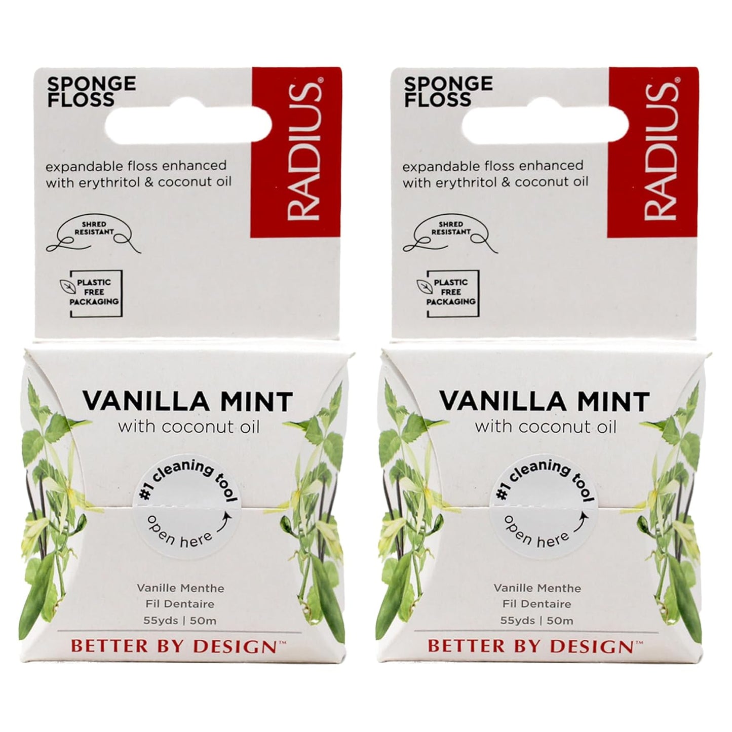 RADIUS Peppermint Dental Floss 55 Yards Vegan and Non-Toxic Oral Care Boost Total Tooth & Gum Protection Clear - Pack of 6