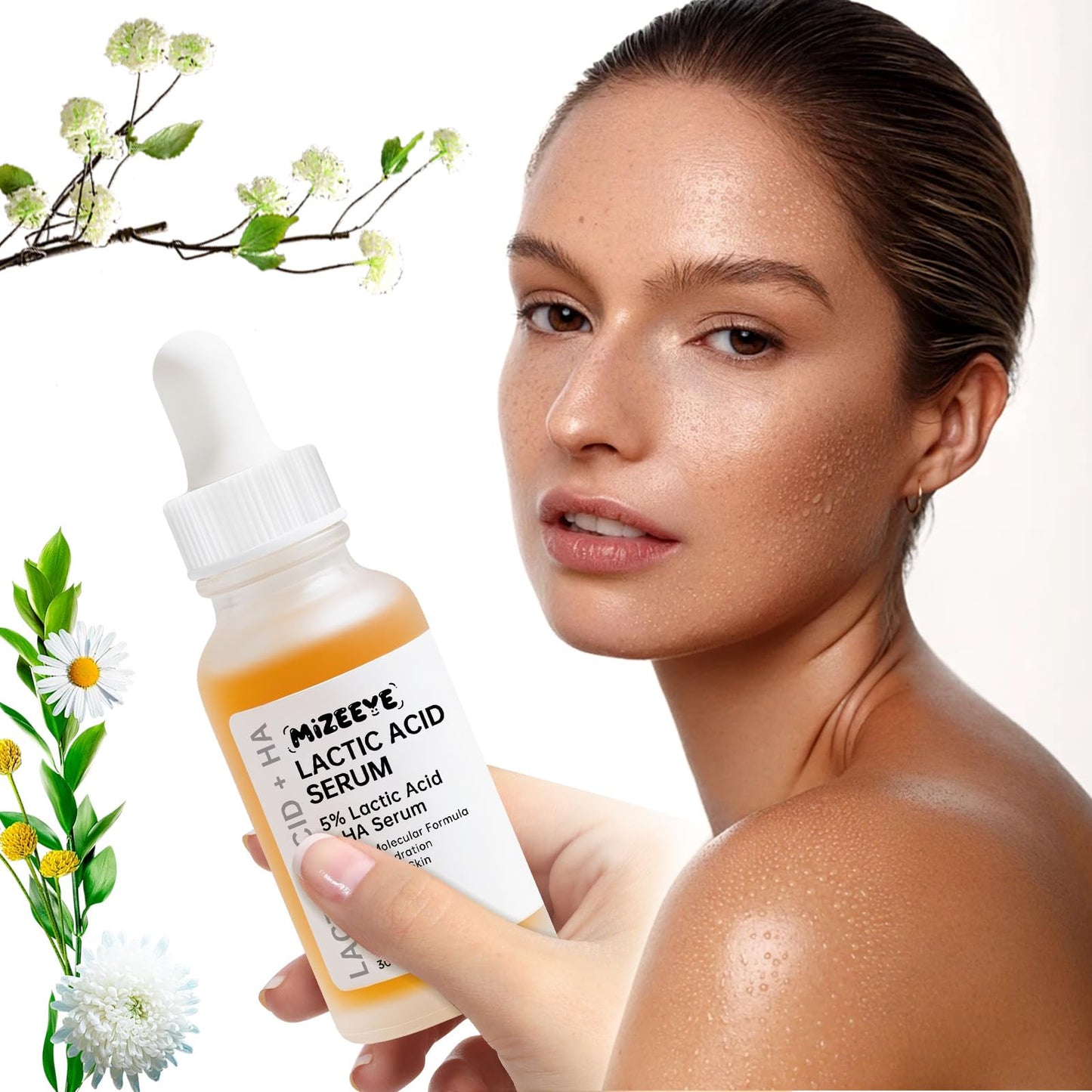 Lactic Acid Serum For Women, 30ML Moisturizing Lactic Acid 5% + Hyaluronic Acid Face Serum For Exfoliating, Dry Skin.