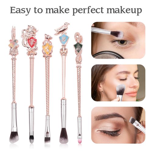 【2 Color Options】Wand Makeup Brushes Set for Women, Metal Makeup Brushes Set, Magic Eye Shadow Eyeliner Blending Lip Brush - Brushes Holder Pot Not Included