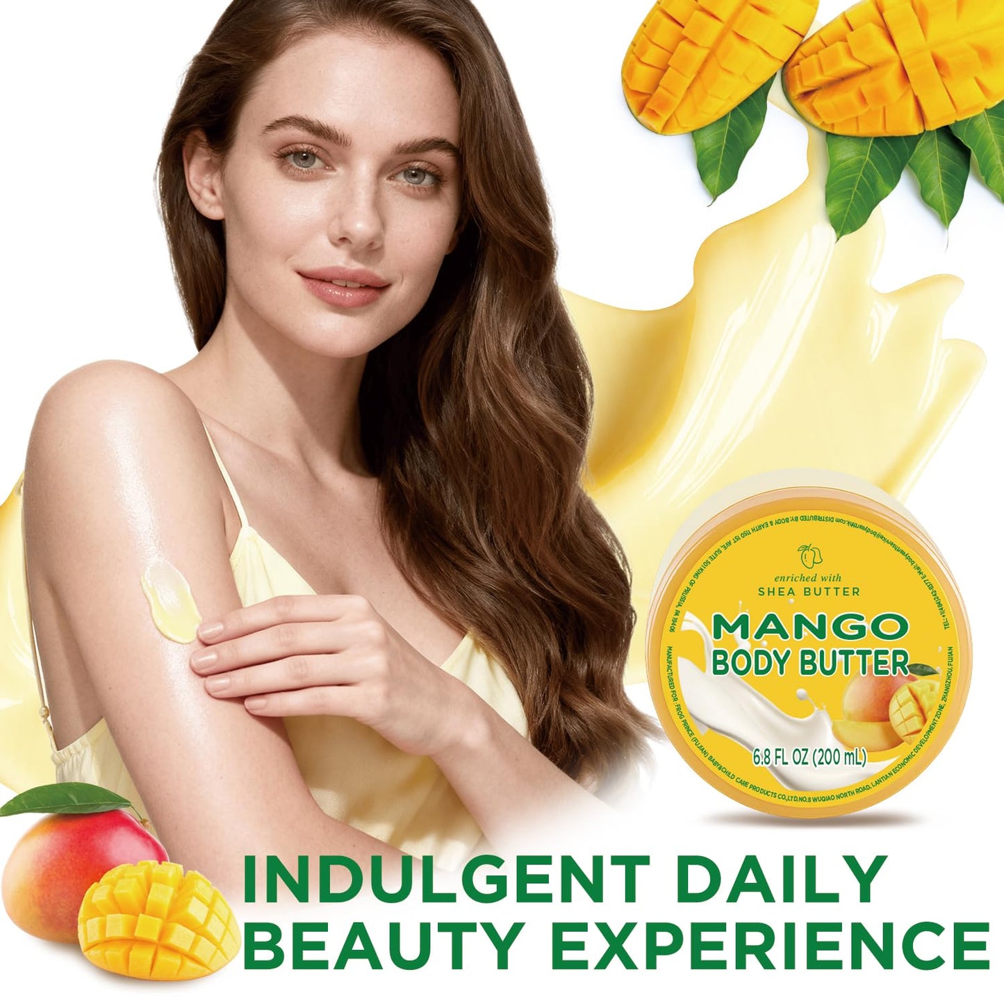 Embleaf Mango Body Butter, Shea Body Butter for Women Dry Skin, Natural Mango Lotion for Body Care Smell Good-6.8 floz(200ml)