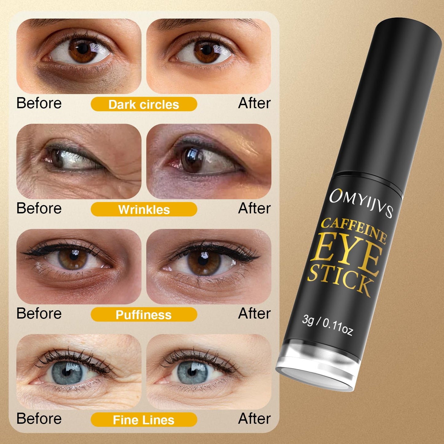 OMYIJVS Caffeine Eye Cream, Under Eye Cream for Dark Circles and Puffiness