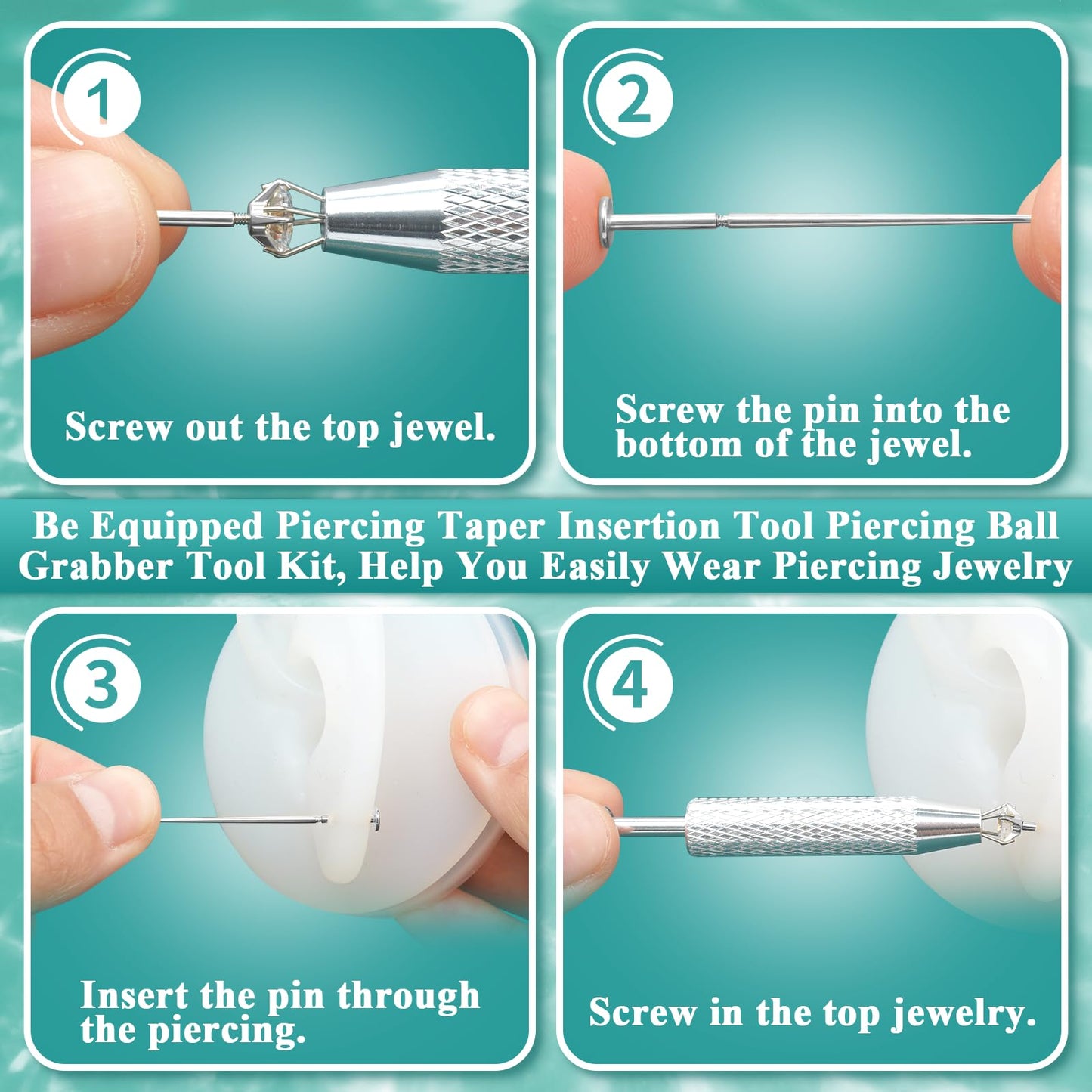 16G Flat Back Stud Earrings for Women Men Set - Hypoallergenic Surgical Steel Internal Thread Tragus Helix Cartilage Conch Nose Piercing Jewelry - Be Equipped With Piercing Ball Grabber Tool (Silver)