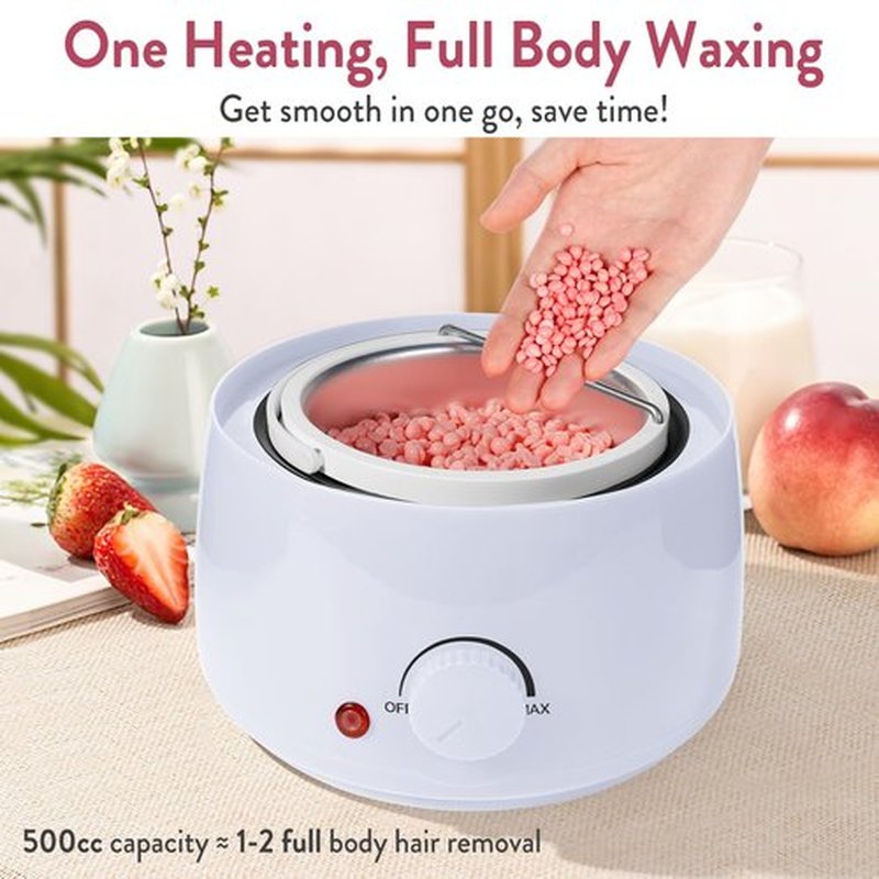Professional Portable Wax Warmer Machine: Melts Hard Wax Beads for Body Face Hair Removal - with 14oz Wax Pot Adjustable Temperature Clear Lid (White)