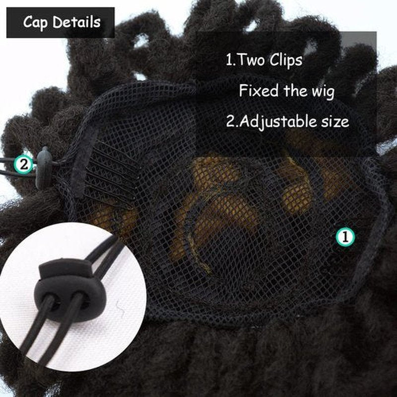 Yinmei Baibian Dreadlock Bun Drawstring Ponytail Faux Locs Petal Braided Afro Puffs Hair Pieces Clip in on Braids Hairpieces Synthetic Dread Petal Buns Hair Extensions(1B&30#)