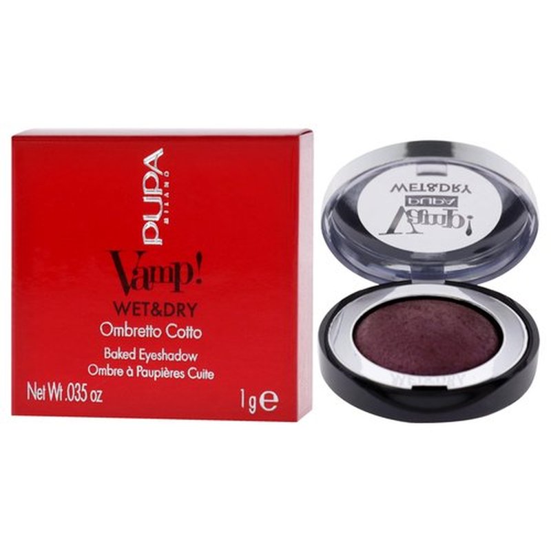 Pupa Milano Vamp! Wet And Dry Baked Eyeshadow - Brilliant And Highly Pigmented Colors - Light And Creamy Makeup Formula - Professional Quality Shimmer Powder Eye Shadows - 205 Hot Violet - 0.035 Oz