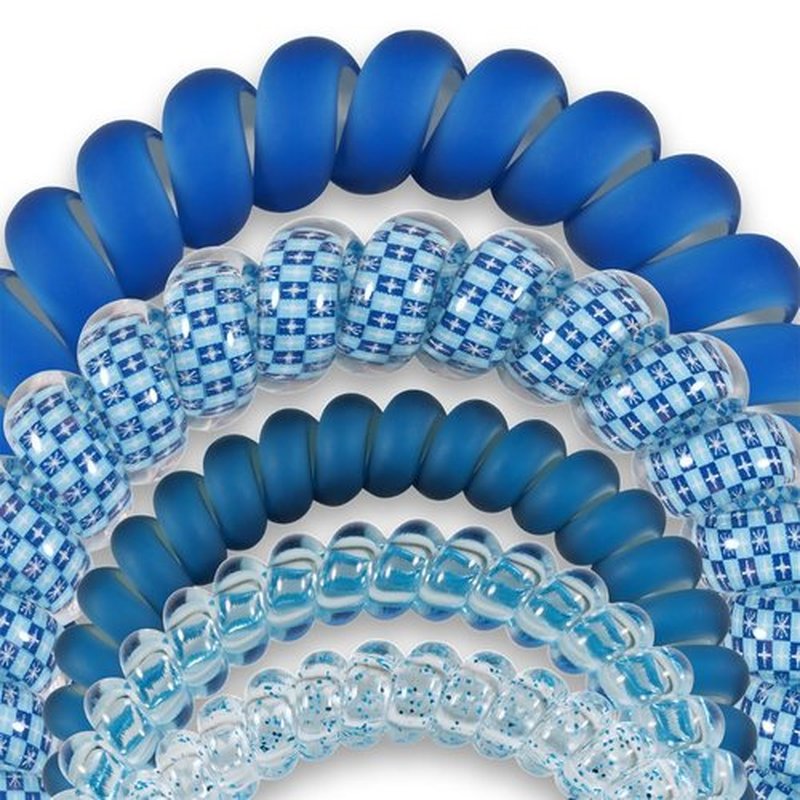 TELETIES - Mixed Spiral Hair Coils - Holiday Collection - Ponytail Holder Hair Ties for Women - Phone Cord Hair Ties - Strong Grip, No Rip, Water Resistant, No Crease - Mixed 5 pack - Mazel!