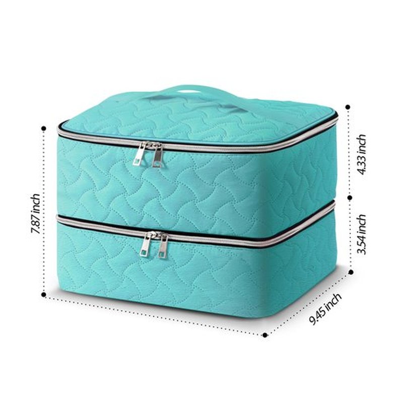 Nail Polish Organizer Case Holds 42 Bottles (15ml/0.5 fl.oz), Double-Layer Nail polish storage with Adjustable Dividers, Portable Nail Polish Bag for Nail Gel Nail Lamp and Manicure Tools, Blue
