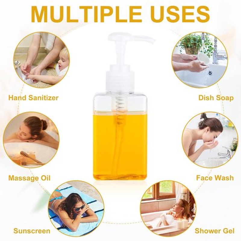 Domensi 24 Pcs 100ml /3.4 oz Pump Bottle Mini Travel Bottles Small Dispenser Bottles Plastic Pump Lotion Dispenser Empty Bottle Square Dispenser Travel Size Containers Toiletries (Clear)