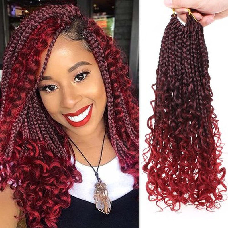 Beverlee Boho Box Braids 8 Packs Goddess Box Braids 14 Inch Bohemian Box Braids Crochet Box Braids with Curly Ends Pre-looped Synthetic Crochet Hair for Black Women 128 Strands TBug#