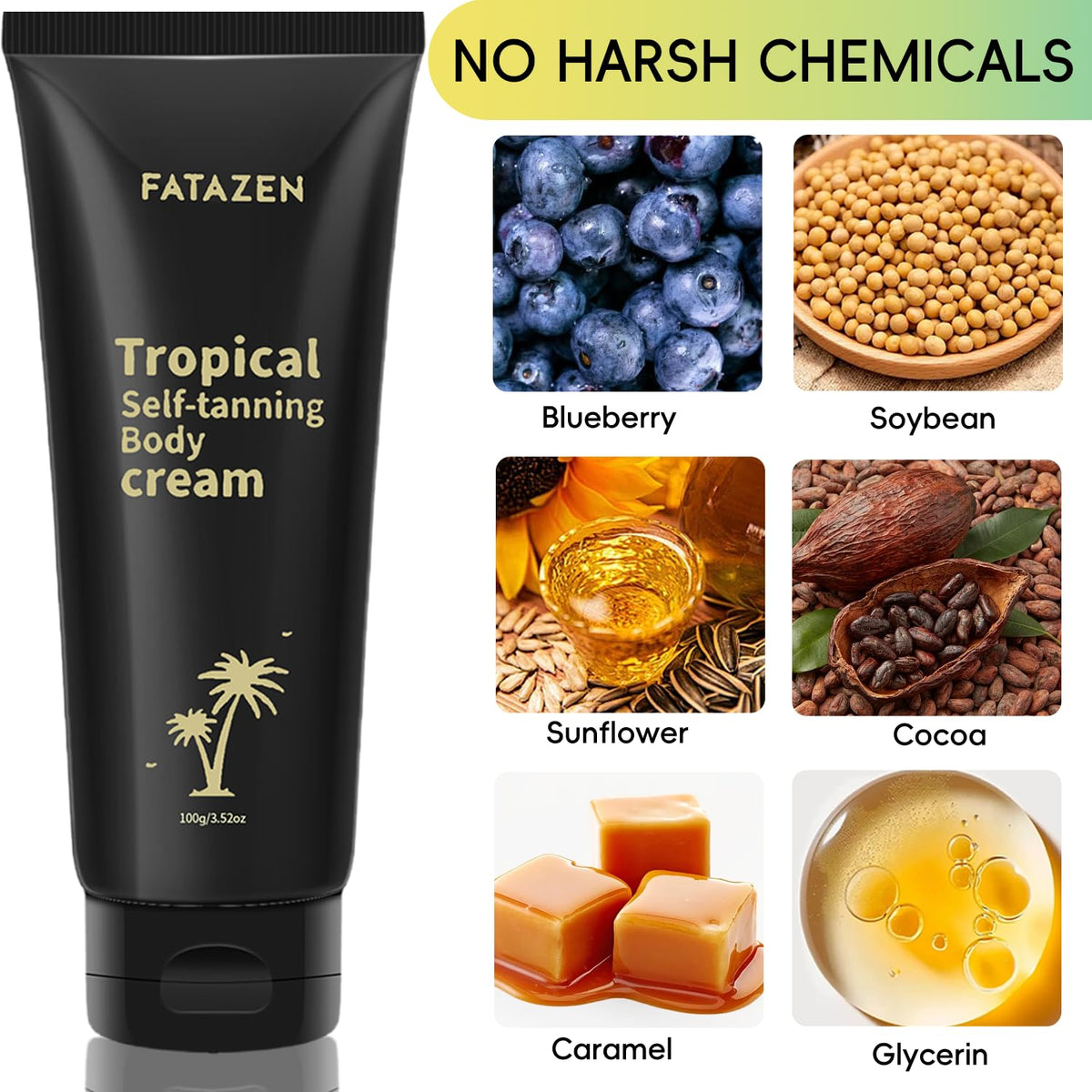 FATAZEN Natural-Looking Self Tanner Lotion, Long Lasting Streak-Free Sunless Tanning Cream for Face & Body, Organic Moisturizing Bronzed Glow Overnight Tan, No Fake Tan Smell, Vegan & Cruelty Free