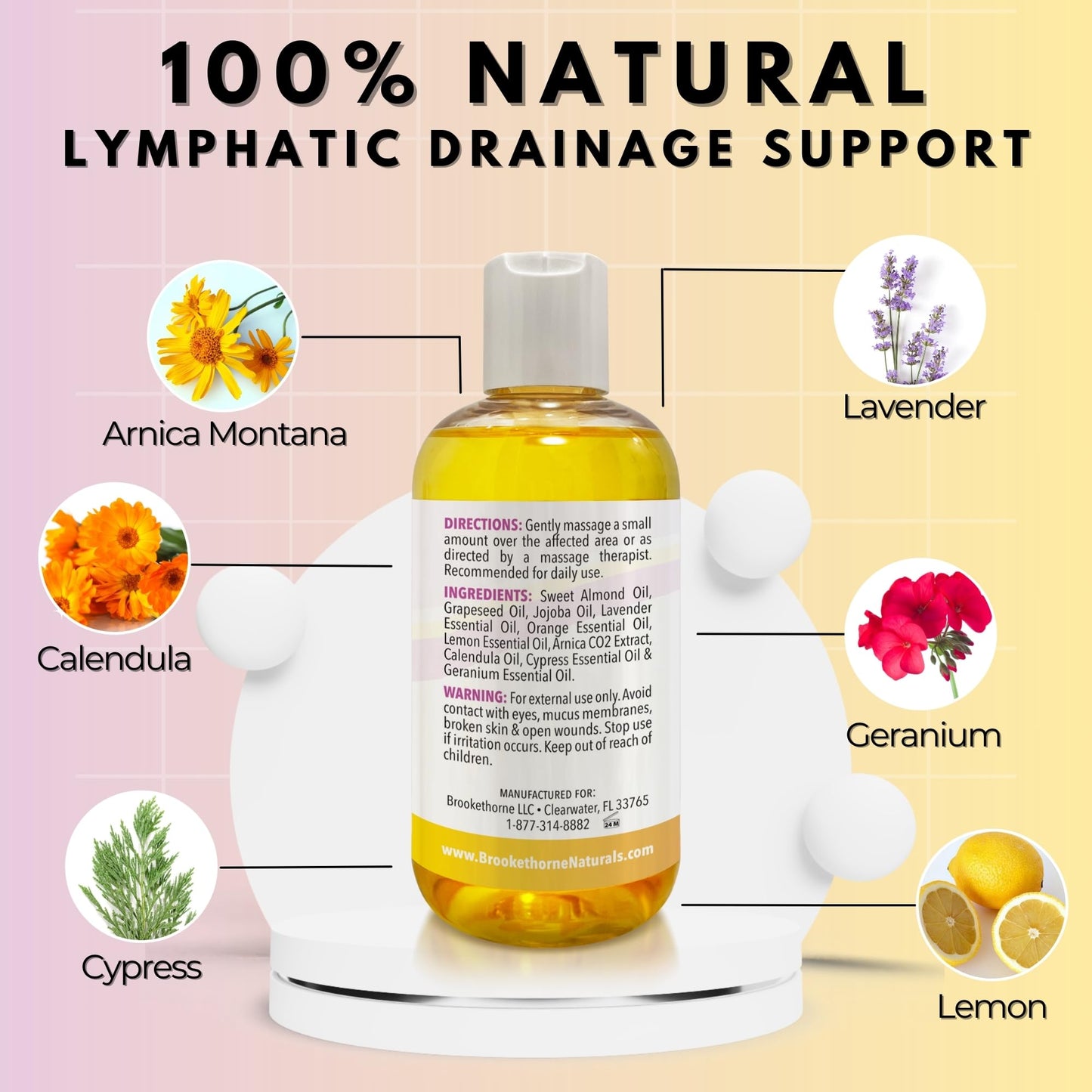 Lymphatic Massage Oil for Massage Therapy with Arnica & Lavender Oil