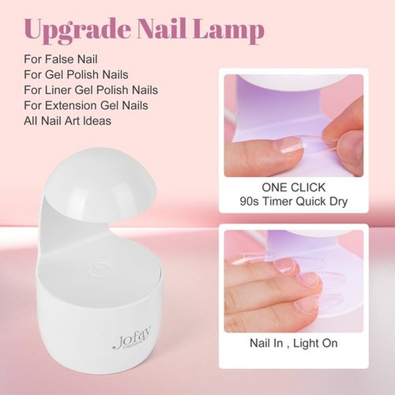 Gel Nail Kit, Short Coffin Nail Tips Full Cover False Nails 504Pcs with LED Nail Light, Nail Prep Dehydrate, Solid Nail Glue Nail Clipper Easy DIY Nails Art Home 12 Sizes Gel Nail Extension Kit