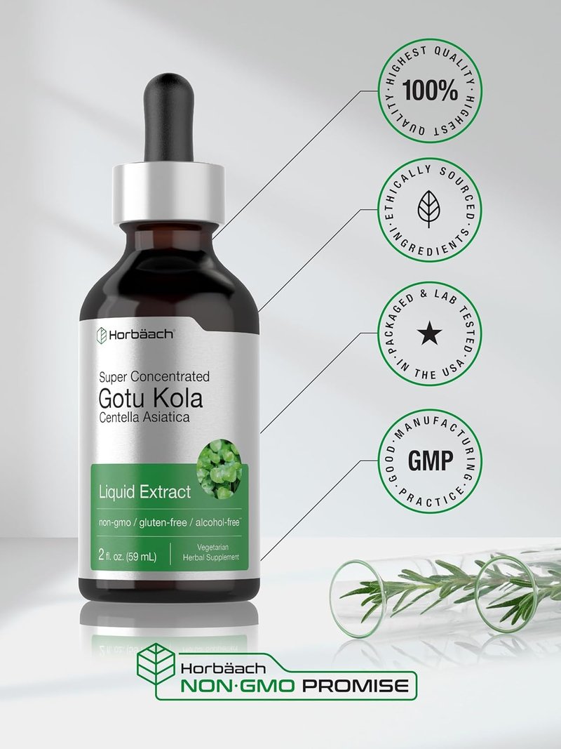 Gotu Kola Extract - Super Concentrated Herbal Supplement | Alcohol-Free, Vegetarian, Non-GMO, 2 fl oz