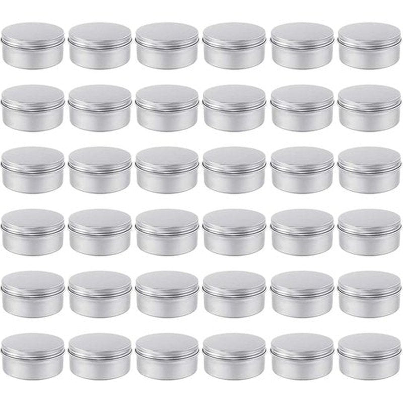 Moretoes 36pcs Tin, 4oz Metal Round Tins, Aluminum Empty Candle Tins with Screw Lid for Salve, Spices or Candles