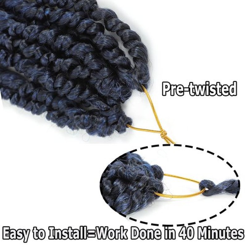 Bestlove Blue Pretwisted Passion Twist Crochet Hair 14 Inch 8 Packs Pre-looped Ombre Blue Crochet Hair Water Wave Passion Twist Braiding Hair Extensions for Black Women