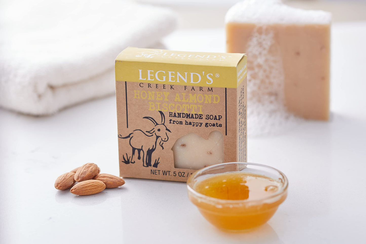 Legend's Creek Farm Goat Milk Soap, Honey Almond Biscotti, 5 Oz