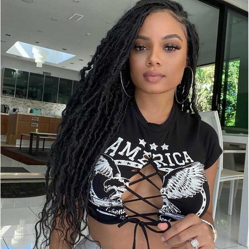 8 Packs Faux Locs Crochet Hair Curly Ends 18 Inch Soft Locs Crochet Dreads Boho Braids Crochet Faux Locs Hair for Women (18inch(pack of 8), 1B)