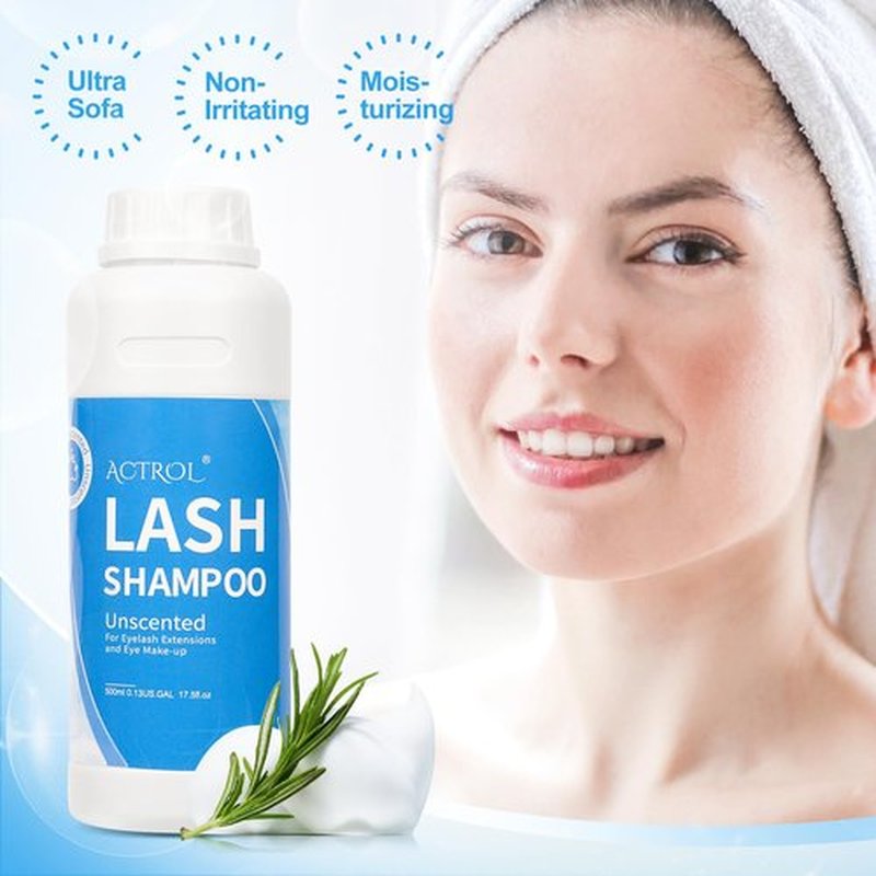 ACTROL Eyelash Shampoo Cleanser 500ml, Natural Plant Ingredients, 17 Fl Oz, Shampoo Salon and Home Care, Cleansing, Alcohol Free, Paraben Free, Unscented Hydrosol