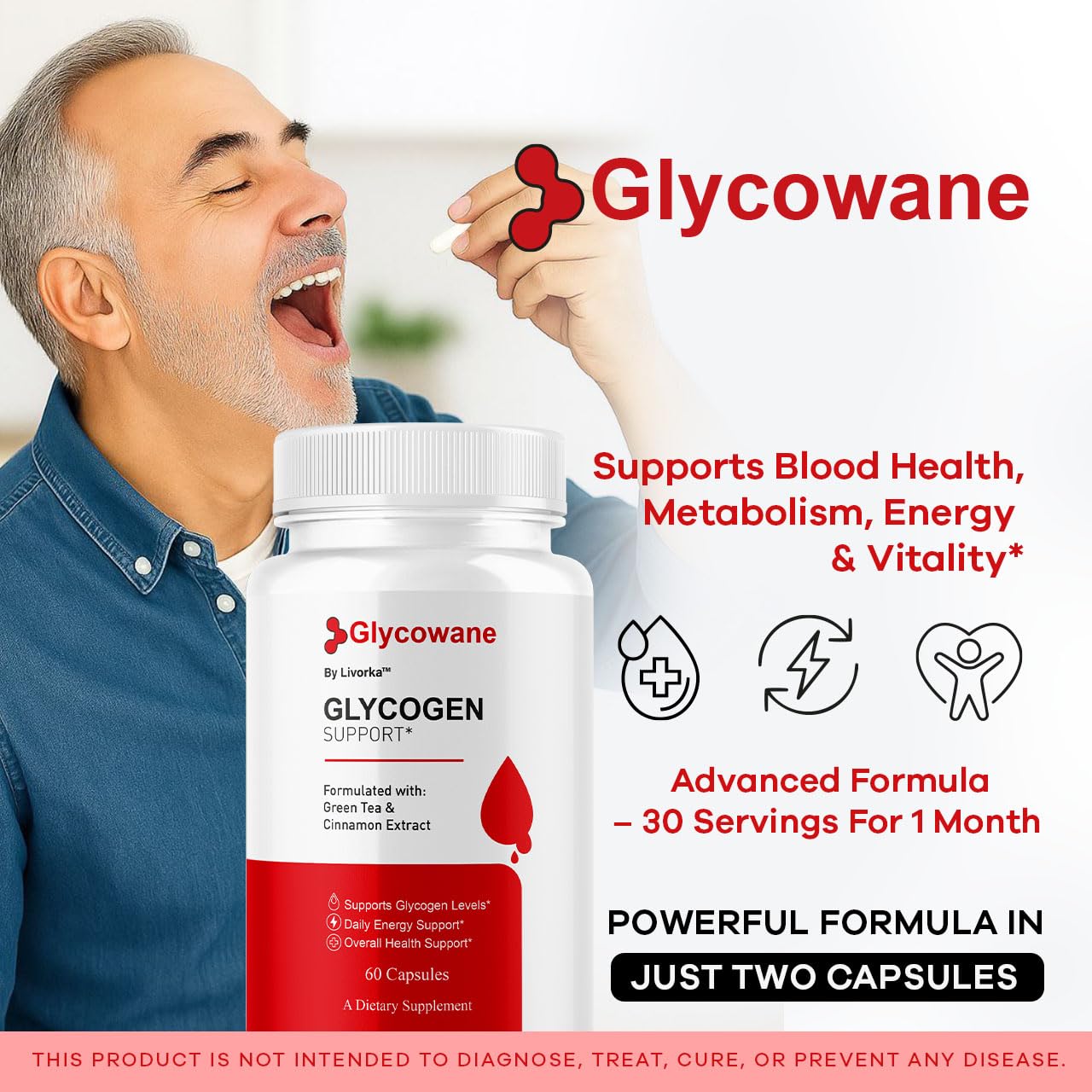 (2 Pack) Glycowane Capsules - Official Glycowan Advanced Glycogen Support Pills, All Natural Glycowane Supplement Maximum Strength Vitamin Health & Wellness Reviews, 120 Capsules for 1 Months