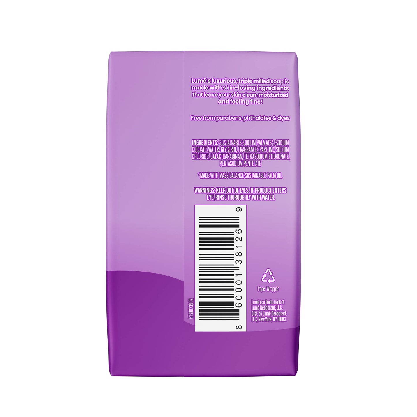 Lume Triple Milled Bar Soap - Rich Moisture & Gentle Cleansing - Paraben Free, Phthalate Free, Skin Safe - 5 ounce (Pack of 4) (Lavender Sage)