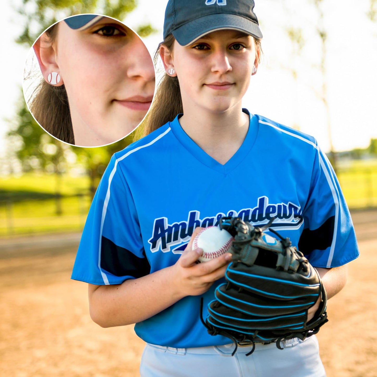 Quelay 24 Set Sports Earrings for Women Senior Night 2026 Graduation Baseball Softball Team Gifts Bulk Stud Earring with Card(Baseball)