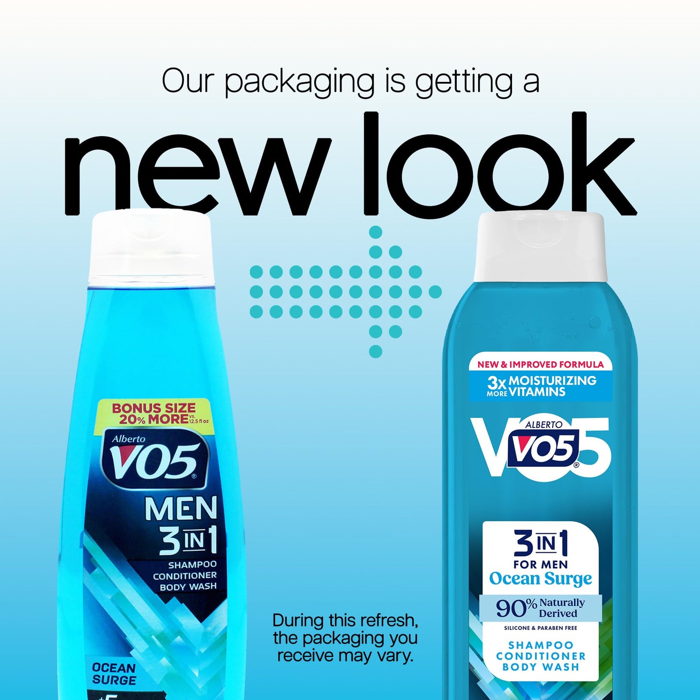 VO5 Alberto Men 3 in 1 Fresh Ocean Surge - 3 in 1 Shampoo Conditioner and Body Wash - With 5 Oils and 5 Vitamins - Energizing Ocean Scent - 15 oz