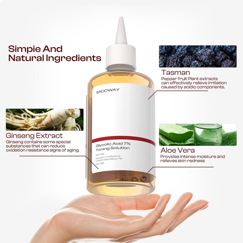 Glycolic Acid Toner: 240ml Glycolic Acid 7% Exfoliating Toner Toning Solution Which Soothes and Hydrates Skin