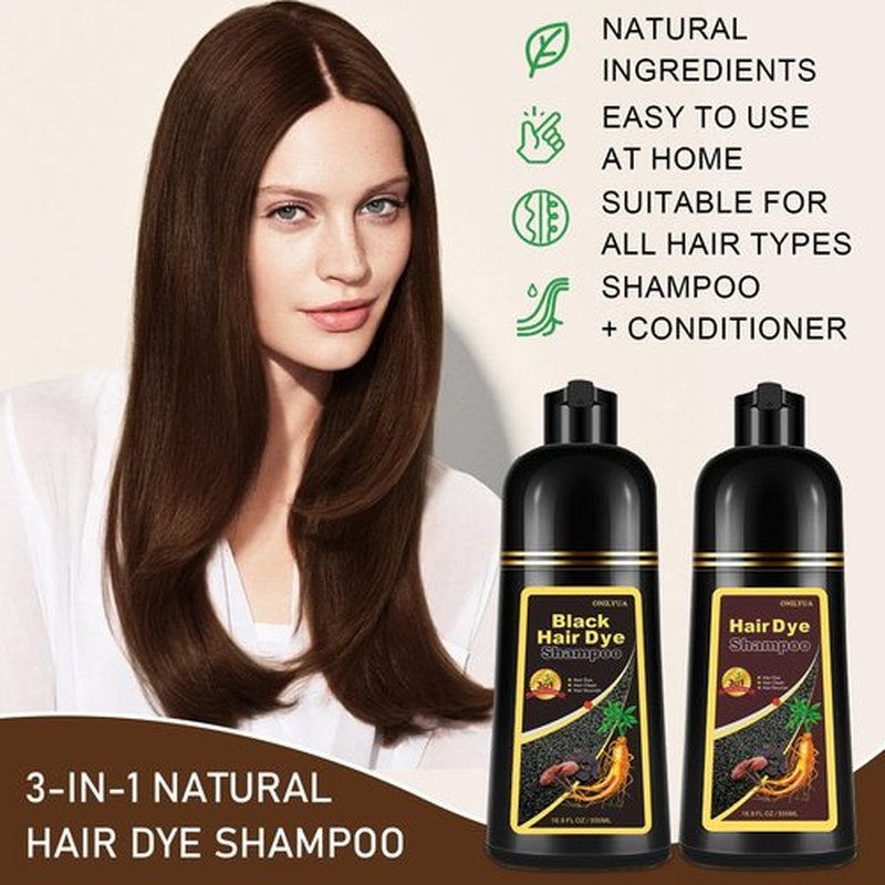 Instant Brown Hair Color Shampoo for Grey Coverage, 3-in-1 Natural Plant Dye for Women & Men, Long-Lasting Color in Minutes, Champu Para Canas
