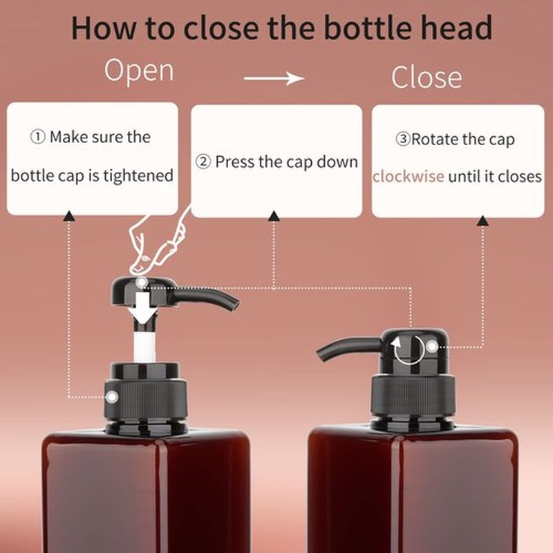 450ml (15.2oz) Pump Bottle Dispenser Jansburg 2Pack Refillable Square Plastic Lotion Dispenser Empty Lotion Pump Bottle for Essential Oil Soap Lotion Shampoo, Bathroom/Kitchen/Travel Amber