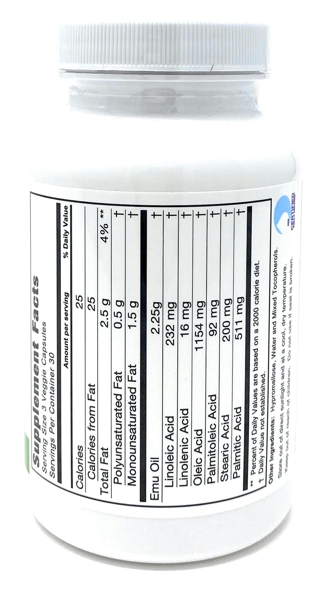 Montana Emu Ranch - Emutrients Omega Complex Emu Oil 750mg (90) Veggie Caps - Dietary Supplement for Cardiovascular Support* - Omegas 3, 6, 7, and 9
